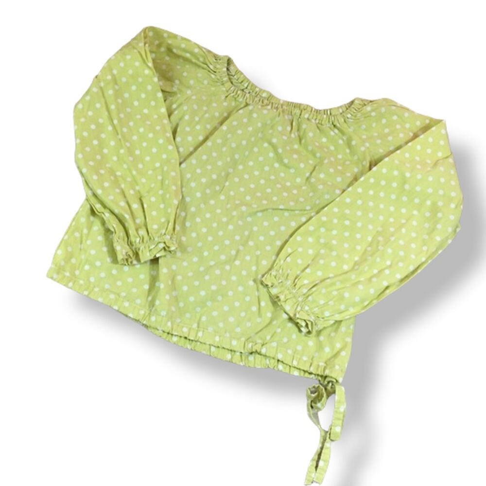 Beehave Girls Blouse Size 5 Yellow Polka Dot‎ Peasant Style